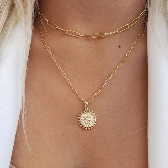 Mothers Day Gifts - Gold Initial Necklaces for Women, 14K Gold Plated Dainty Lay - Picture 4 of 7